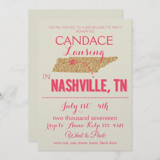 Einladung von Nashville Gold Junggeselinnen-Abschi (Vorne/Hinten)