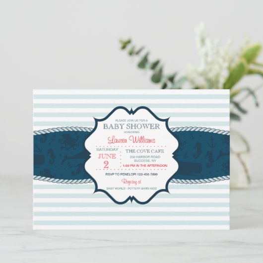 Einladung von Nautic Stripes (Stehend Vorderseite)