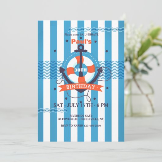 Einladung von Nautic Stripes (Stehend Vorderseite)