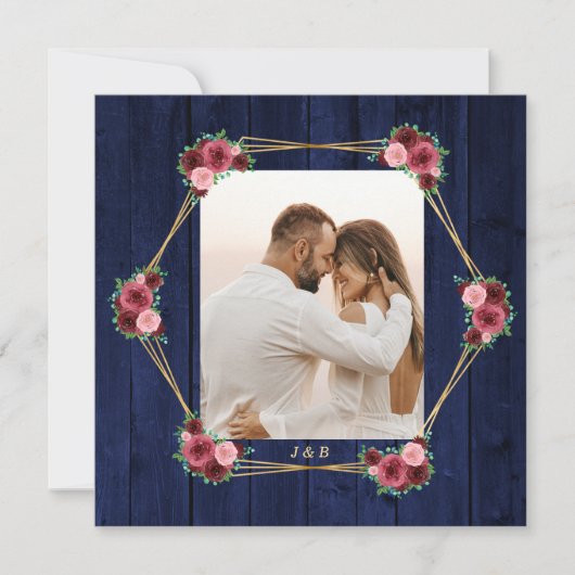 Einladung von Navy Blue Burgundy mit QR-Code (Vorderseite)