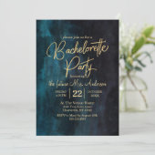 Einladung von Navy Blue & Gold Junggeselinnen-Absc (Stehend Vorderseite)