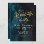 Einladung von Navy Blue & Gold Junggeselinnen-Absc (Vorne/Hinten)