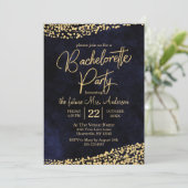 Einladung von Navy Blue & Gold Junggeselinnen-Absc (Stehend Vorderseite)