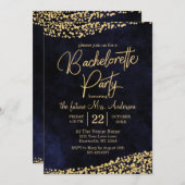 Einladung von Navy Blue & Gold Junggeselinnen-Absc (Vorne/Hinten)