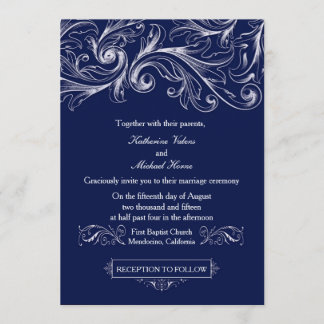 Einladung von Navy Blue Lace - Vintag Glam