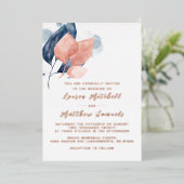 Einladung von Navy Blue & Rose Gold Wedding Foil (Stehend vorne)