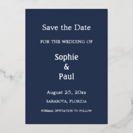 Einladung von Navy Blue Save the Date Foil