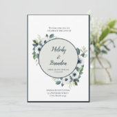 Einladung von Navy Blue und Sage (Stehend Vorderseite)