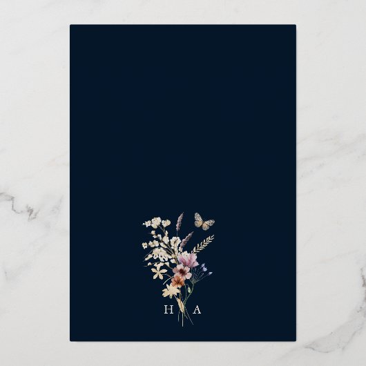 Einladung von Navy Boho Arch (Rückseite)