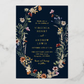 Einladung von Navy Boho Gold Wedding Foil (Vorderseite)