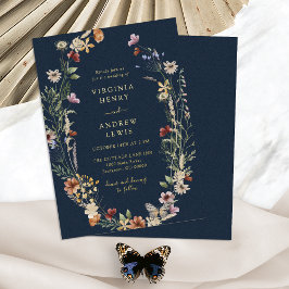 Einladung von Navy Boho Gold Wedding Foil
