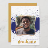 Einladung von Navy & Gold Funky Platsch Abschluss (Vorne/Hinten)