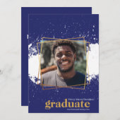 Einladung von Navy & Gold Funky Platsch Abschluss (Vorne/Hinten)