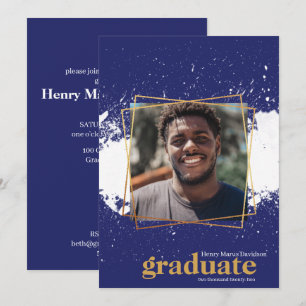 Einladung von Navy & Gold Funky Platsch Abschluss