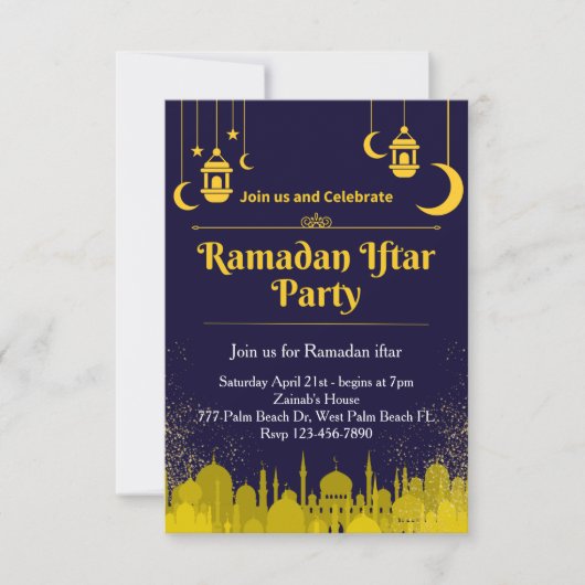 Einladung von Navy & Gold Ramadan Iftar (Vorderseite)