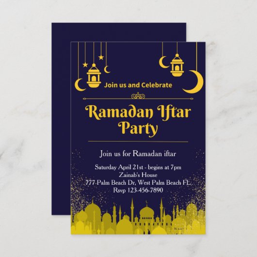 Einladung von Navy & Gold Ramadan Iftar (Vorne/Hinten)