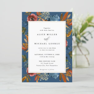 Einladung von Navy & Rust Boho Floral, Blue Wedita