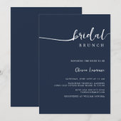 Einladung von Navy Script Bridal Brunch (Vorne/Hinten)