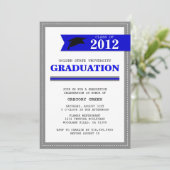 Einladung von Navy und Grauer Preppy-Abschluss (Stehend Vorderseite)