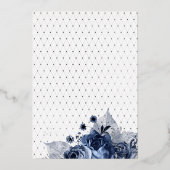Einladung von Navy und Silver Floral Wedding Foil (Rückseite)
