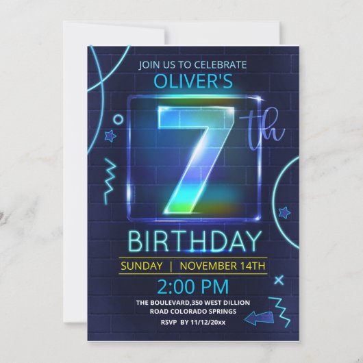 Einladung von Neon Birthday (Vorderseite)