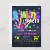 Einladung von Neon Bowling Birthday (Vorderseite)