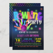 Einladung von Neon Bowling Birthday (Vorne/Hinten)