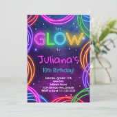 Einladung von Neon Glow zum Geburtstag (Stehend Vorderseite)