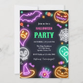 Einladung von Neon Halloween-Party (Vorderseite)