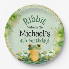 Einladung von niedlich Frog Birthday Party Pappteller