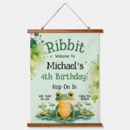 Einladung von niedlich Frog Birthday Party Wandteppich Mit Holzrahmen