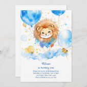 Einladung von niedlich Lion Birthday (Vorne/Hinten)