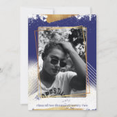 Einladung von niedlich Navy & Gold Gerahmt Abschlu (Vorderseite)