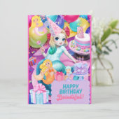 Einladung von niedliche Geburtstag Meraid (Stehend Vorderseite)