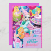 Einladung von niedliche Geburtstag Meraid (Vorne/Hinten)