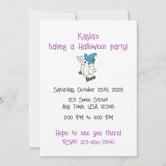 Einladung von niedlichen Eulen und Geisterhaus (Rückseite)