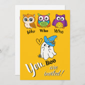 Einladung von niedlichen Eulen und Geisterhaus (Vorne/Hinten)