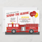 Einladung von niedlichen Feuerwehrfahrzeugen zum G (Vorderseite)