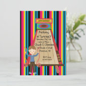 Einladung von Niedlichen, hellen und gestreiften B (Stehend Vorderseite)