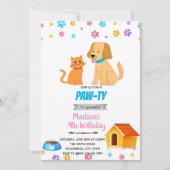 Einladung von niedlichen Katzen- und Hundefellen (Vorderseite)