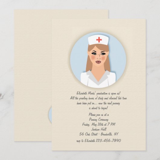 Einladung von Nurse Medallion (Vorne/Hinten)