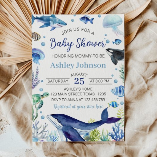 Einladung von Ocean Animal Boy Baby Shower