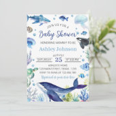 Einladung von Ocean Animal Boy Baby Shower (Stehend Vorderseite)