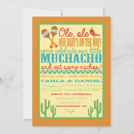 Einladung von Ole, Ole, Fiesta Babydusche (Vorderseite)