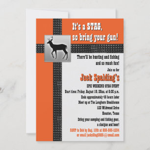 Einladung von Orange, Black und Gray Stag