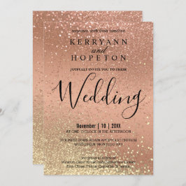 Einladung von Orange Coral und Gold Glitzer