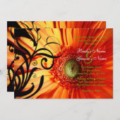 Einladung von Orange Daisy Hochzeit (Vorne/Hinten)