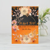 Einladung von Orange monochrome florale Boho (Stehend Vorderseite)