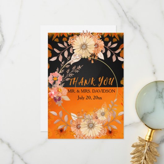 Einladung von Orange monochrome florale Boho (Vorderseite/Rückseite Beispiel)