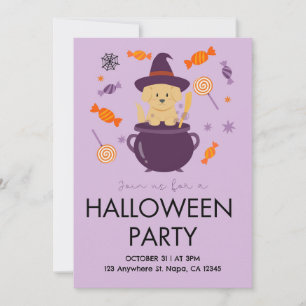 Einladung von Orange und Lilac Dog Halloween-Party